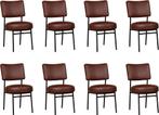 Set van 8 Leren eetkamerstoelen - Echt leer, Modern,, Nieuw, Vijf, Zes of meer stoelen, Leer, Ophalen of Verzenden