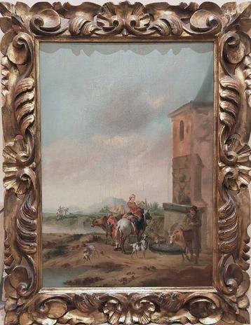 Scuola francese (XVIII-XI) - Contadini alla fontana