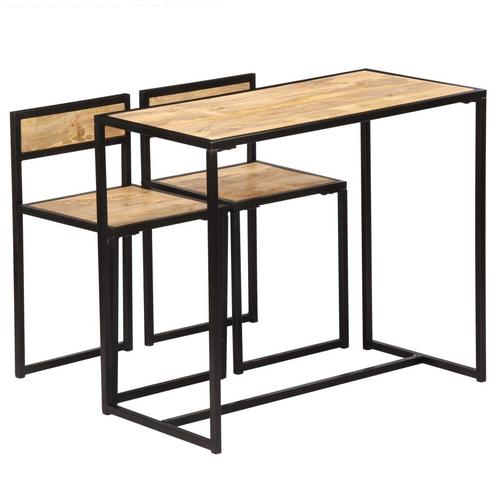 vidaXL 3-delige Eethoek massief mangohout, Huis en Inrichting, Complete eetkamers, Nieuw, Verzenden