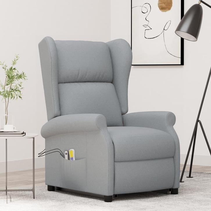 vidaXL Sta-op-massagestoel stof lichtgrijs, Huis en Inrichting, Stoelen, Nieuw, Verzenden