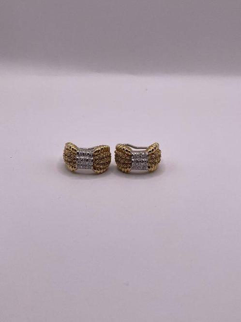 Oorbellen - 18 karaat Geel goud, Witgoud - 0.18ct. tw., Handtassen en Accessoires, Oorbellen