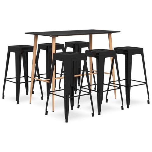 vidaXL 7-delige Barset zwart, Huis en Inrichting, Complete eetkamers, Nieuw, Verzenden