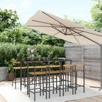 vidaXL Ensemble de bar jardin 9 pcs noir poly rotin/bois, Verzenden, Neuf