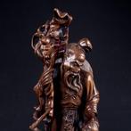 dieu Shoulao, avec un enfant et une grue - Bois, buis -