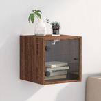 vidaXL Nachtkastje met glazen deur 35x37x35 cm bruin, Huis en Inrichting, Slaapkamer | Nachtkastjes, Verzenden, Nieuw