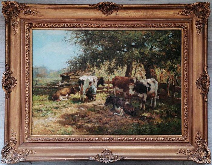 Cornelius Wouter Bouter/Verschuur (1888-1966) - Milking, Antiek en Kunst, Kunst | Schilderijen | Klassiek