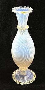 Vaso Murano Opalino Bianco Lattimo e Oro 24k - Vaas - Glas, Antiek en Kunst