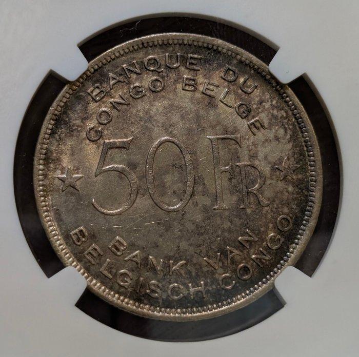 Belgisch-Congo. Leopold III. 50 Francs 1944 AU58, Postzegels en Munten, Munten | Nederland