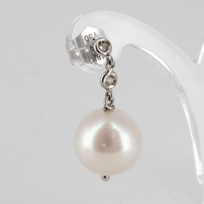 Oorbellen - 18 karaat Witgoud Diamant (Natuurlijk) - Parel, Handtassen en Accessoires, Oorbellen