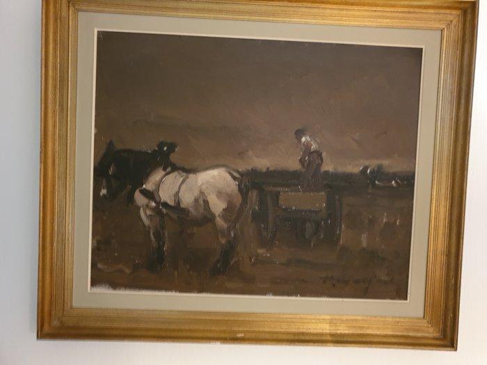 Hubert Malfait (1898-1971) - Verldwerk met paard en kar, Antiek en Kunst, Kunst | Schilderijen | Klassiek