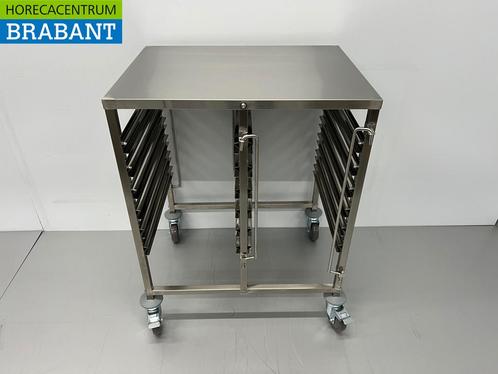 HCB RVS Dubbele regaalwagen 12 x 1/1 GN gastronorm 74 cm, Zakelijke goederen, Horeca | Meubilair en Inrichting, Ophalen of Verzenden
