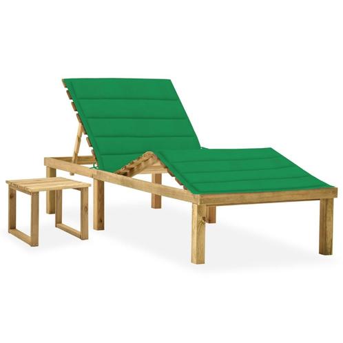 vidaXL Chaise longue de jardin avec table et coussin Pin, Jardin & Terrasse, Chaises longues, Neuf, Envoi