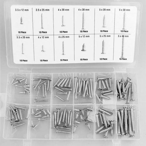 Set van 240 houtschroeven in twee doosjes (mix assortiment), Doe-het-zelf en Bouw, Gereedschap | Overige machines, Nieuw, Verzenden