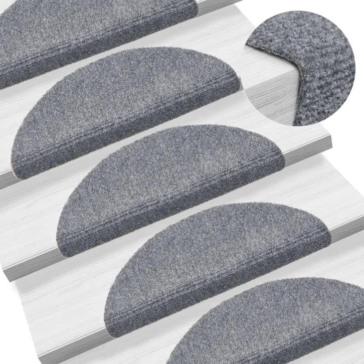 vidaXL Trapmatten Zelfklevend 15 stuks 56x17x3 cm Lichtgrijs, Doe-het-zelf en Bouw, Ladders en Trappen, Nieuw, Verzenden
