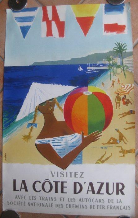 Dubois - visitez la Cote d Azur SNCF  1957 - jaren 1950, Antiquités & Art, Art | Dessins & Photographie