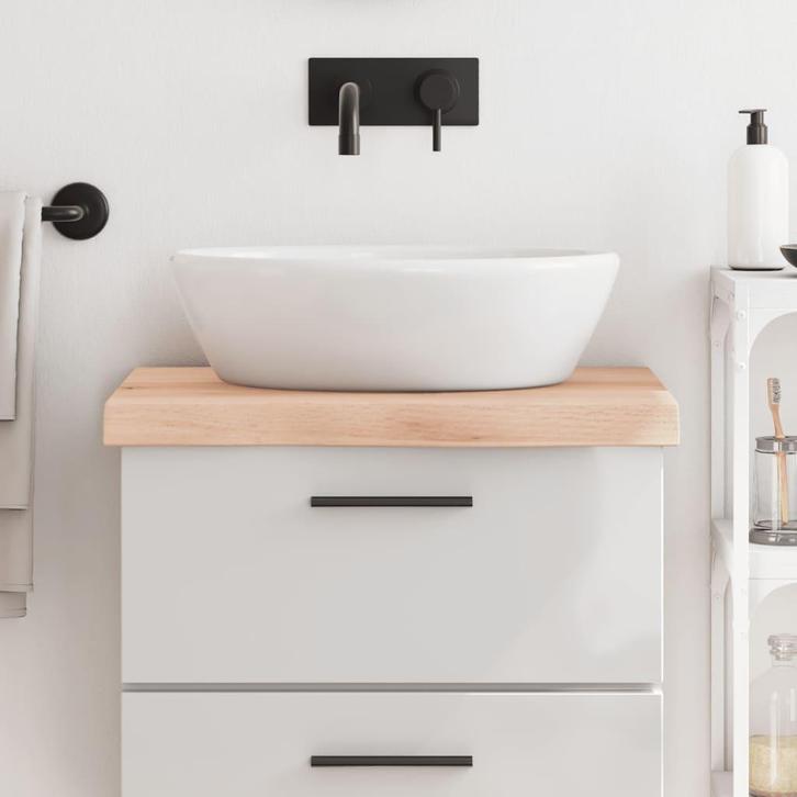 vidaXL Wastafelblad 60x50x(2-6) cm onbehandeld massief hout, Huis en Inrichting, Keuken | Keukenelementen, Nieuw, Verzenden