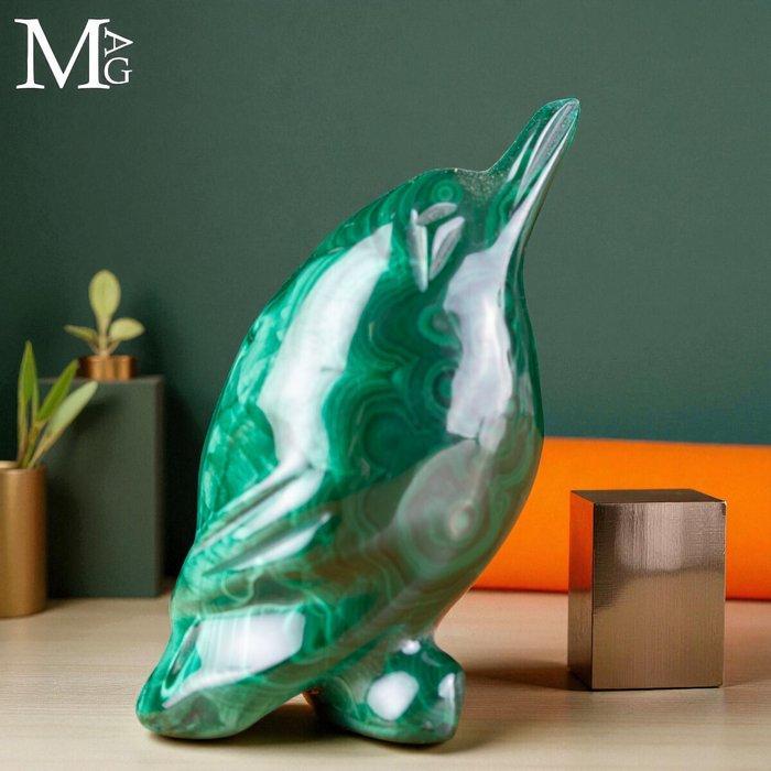 Geen veilingbod - Malachiet beeldhouwwerk - Pinguïn - Kleine, Verzamelen, Mineralen en Fossielen