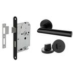 Deurbeslag set met WC-slot en deurklink Modern geveerd zwart, Doe-het-zelf en Bouw, Ophalen of Verzenden, Nieuw, Overige materialen