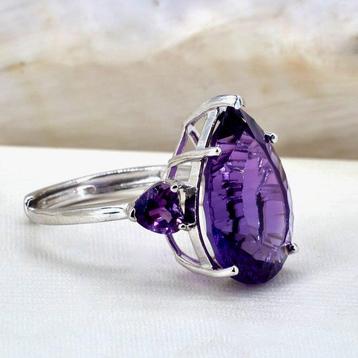 Zonder Minimumprijs - Ring Zilver - 8.00ct. tw. Amethist