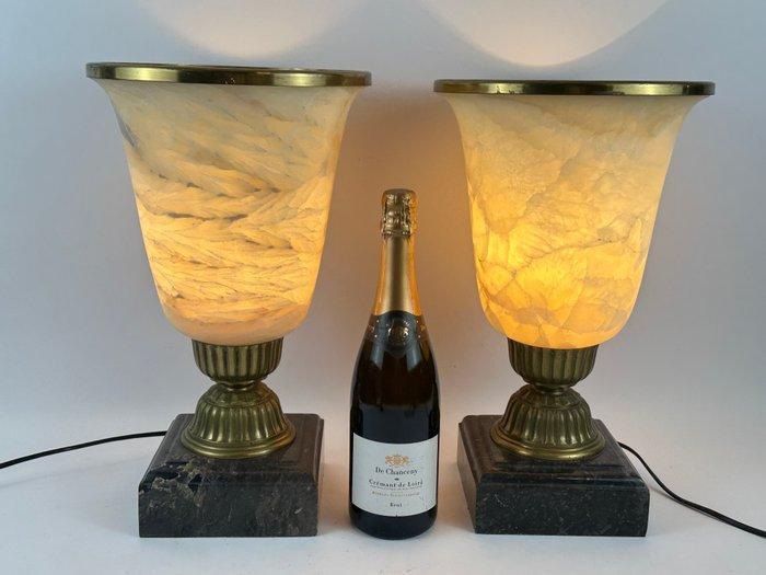 Tafellamp (2) - Een paar grote balusterlampen - Albast,, Antiquités & Art, Curiosités & Brocante