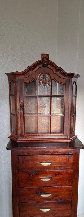 Vitrine - Bois acajou - cuivre - verre, Antiquités & Art, Curiosités & Brocante