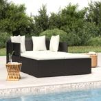vidaXL Ligbed met kussens 182x118x63 cm poly rattan zwart, Verzenden, Nieuw