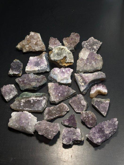 2.050 kg - Mineralen partij met amethist en kwarts met agaat, Verzamelen, Mineralen en Fossielen