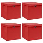 vidaXL Opbergboxen met deksel 4 st 32x32x32 cm stof rood, Nieuw, Verzenden