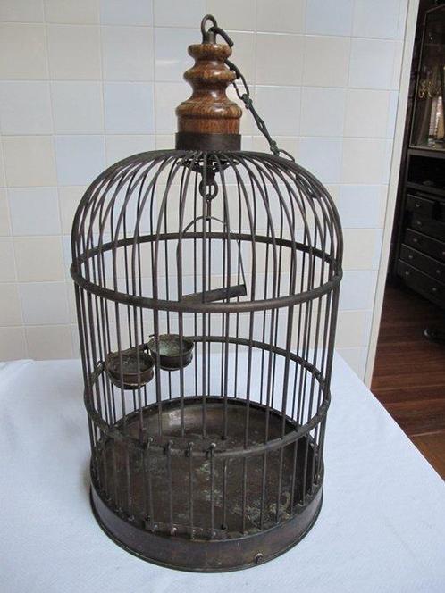 Antiek Vogelkooi - Koper - Grote koperen vogelkooi, Antiek en Kunst, Curiosa en Brocante