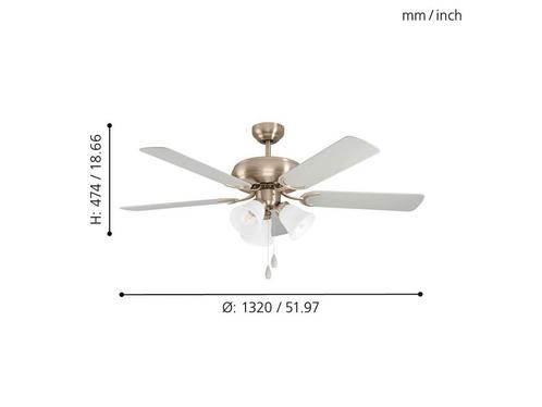 EGLO Las Palmas Plafondlamp met ventilator - 132cm - AC, Huis en Inrichting, Woonaccessoires | Overige, Zo goed als nieuw, Verzenden