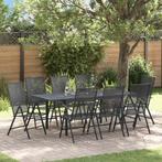 vidaXL Tuin Eettafel Set 9 pcs Staal, Tuin en Terras, Tuinsets en Loungesets, Verzenden, Nieuw