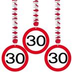Hangdecoratie 30 Jaar Verkeersbord 75cm 3st, Hobby en Vrije tijd, Verzenden, Nieuw