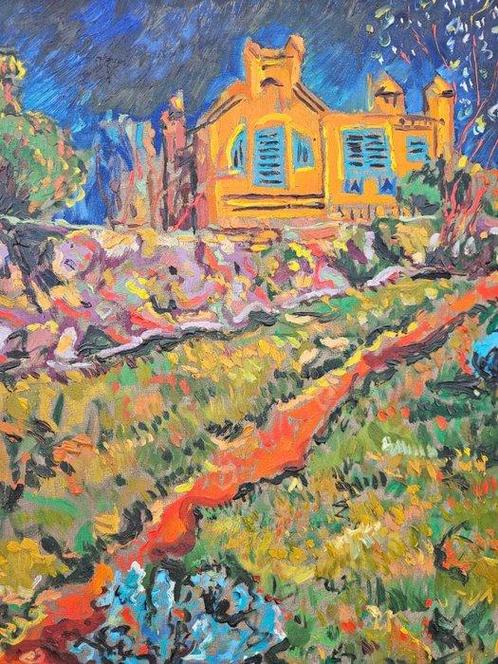 Escuela fauvista (XX) - La mansion naranja - NO RESERVE, Antiek en Kunst, Kunst | Schilderijen | Klassiek