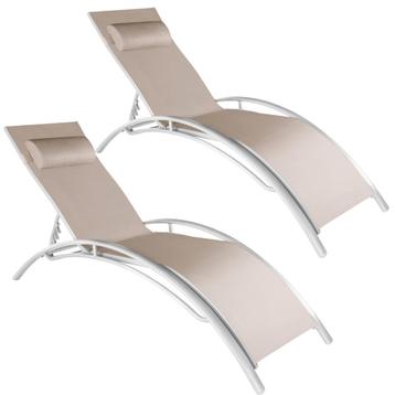 tectake 2 ligbedden van aluminium, 5-voudig verstelbaar - be, Tuin en Terras, Verzenden, Nieuw