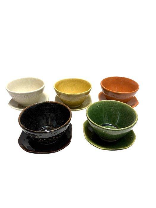 Tasse à thé (5) - Céramique - Chawan japonais à 5 couleurs, Antiquités & Art, Antiquités | Autres Antiquités