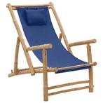 vidaXL Chaise de terrasse Bambou et toile Bleu marine, Tuin en Terras, Tuinsets en Loungesets, Verzenden