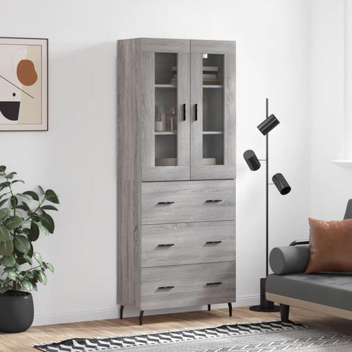 vidaXL Hoge kast 69,5x34x180 cm bewerkt hout grijs sonoma, Huis en Inrichting, Kasten | Dressoirs, Nieuw, Verzenden
