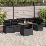 vidaXL Tuinbank Set met opslag 7 pcs Zwart Poly rattan, Verzenden
