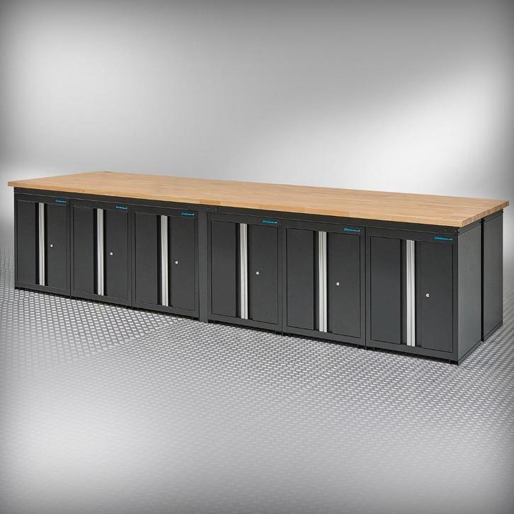 Datona Werkbank PRO eiken - 12 opbergkasten - 400 cm -, Doe-het-zelf en Bouw, Werkbanken, Ophalen of Verzenden