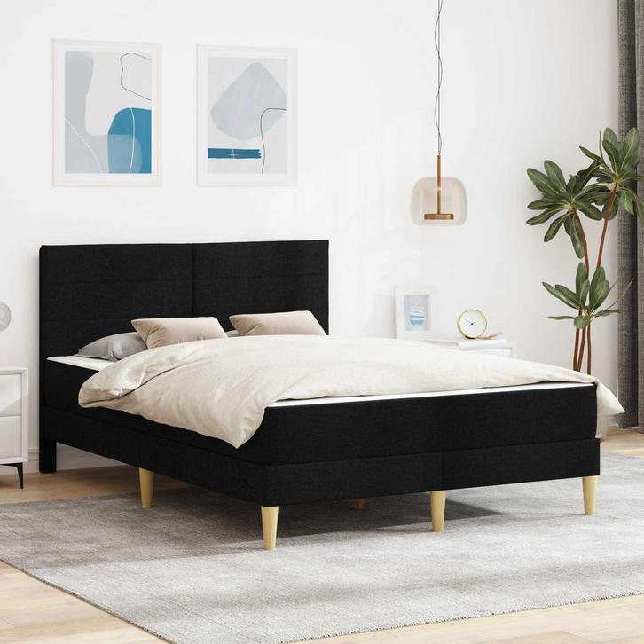 vidaXL Bedframe Zwart 120 x 200 cm Polyester, Huis en Inrichting, Slaapkamer | Matrassen en Bedbodems, Nieuw, Verzenden