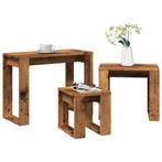vidaXL 3-delige Bijzettafelset bewerkt hout oud houtkleurig, Huis en Inrichting, Verzenden, Nieuw