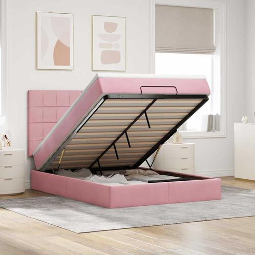 vidaXL Ottoman bed met matrassen 140x200cm fluweel roze, Huis en Inrichting, Slaapkamer | Bedden, Nieuw, Verzenden