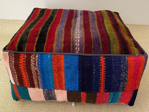 Kelim Poef - Kelim - 48 cm - 48 cm, Huis en Inrichting, Stoffering | Tapijten en Vloerkleden