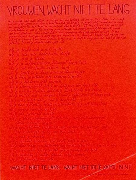 Feministisch affiche feministische uitgeverij - rood, Verzamelen, Posters, Nieuw, Overige onderwerpen, Met lijst, Verzenden