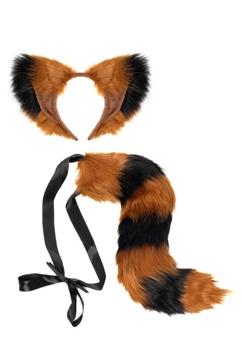 Haarband Furry Oren Staart Set Bruin Zwart Strepen Wasbeer V, Kleding | Dames, Carnavalskleding en Feestkleding, Nieuw, Ophalen of Verzenden