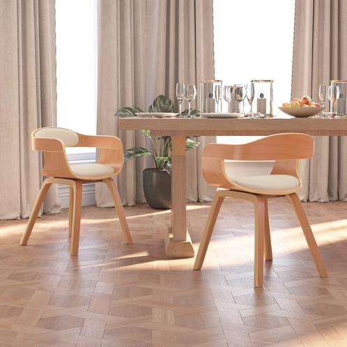 vidaXL Eetkamerstoelen 2 st gebogen hout en kunstleer, Huis en Inrichting, Stoelen, Nieuw, Verzenden