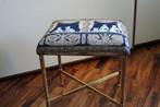 Établi - Pouf en laiton avec assise en tissu vintage