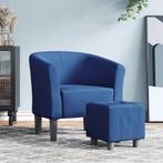 vidaXL Kuipstoel met voetenbank stof blauw, Huis en Inrichting, Fauteuils, Verzenden, Nieuw