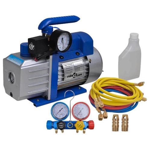 vidaXL Vacuümpomp 1-traps met 4-voudige manometerset, Elektronische apparatuur, Airco's, Nieuw, Verzenden
