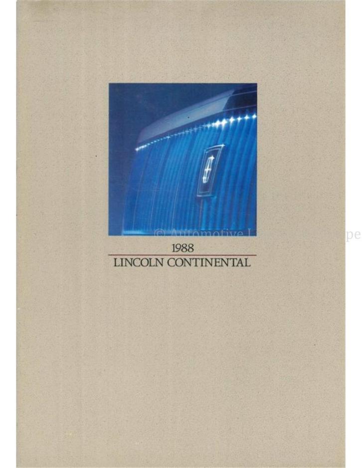 1988 LINCOLN CONTINENTAL BROCHURE ENGELS (USA), Livres, Autos | Brochures & Magazines